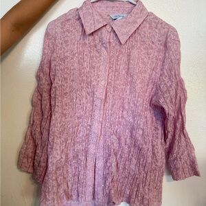 City Blues by Koret Women's Pink Button-Down Crinkle Shirt